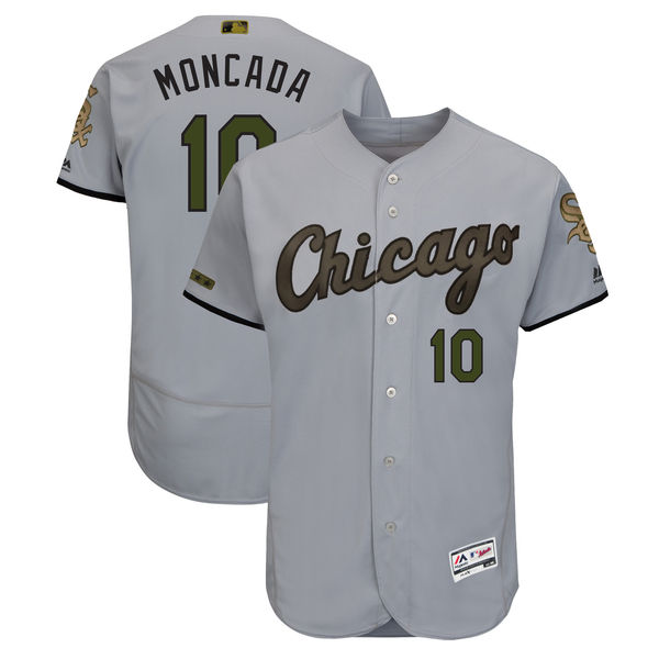Men's Chicago White Sox #10 Yoan Moncada Gray 2018 Memorial Day Flexbase Stitched MLB Jersey